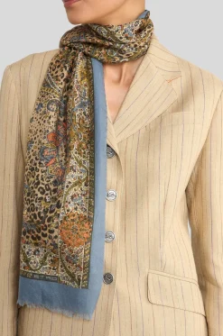 Rechteckiger Schal aus Kaschmir- und Seidenmix Animal Paisley
