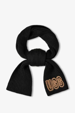 Rechteckiger Strickschal mit gesticktem Logo
