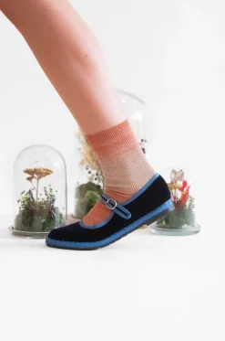 Riemchenballerinas aus Baumwollsamt Montague