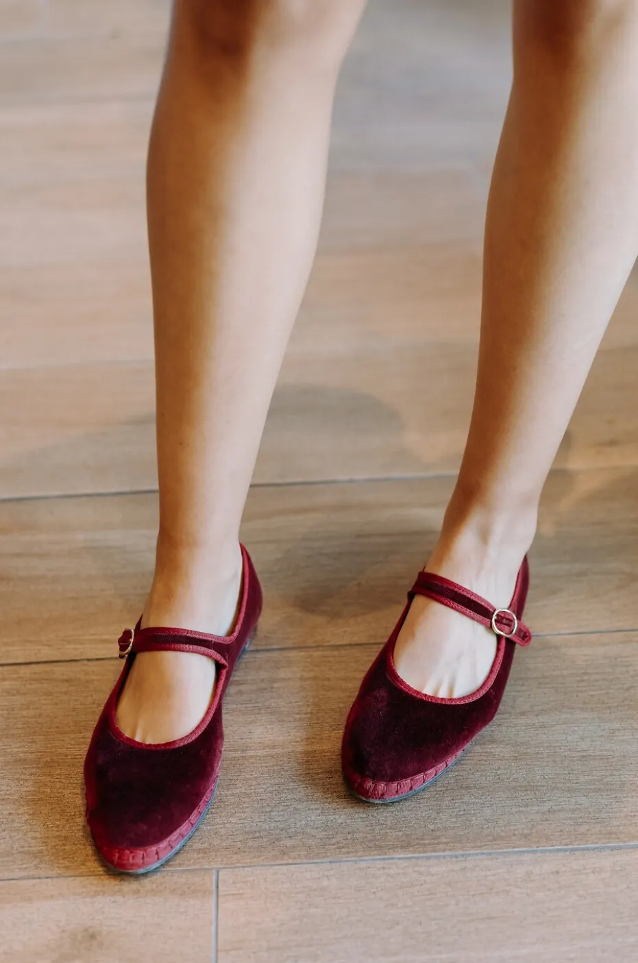 Riemchenballerinas aus Baumwollsamt Lucrèce