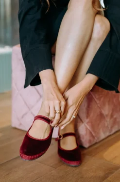 Riemchenballerinas aus Baumwollsamt Lucrèce
