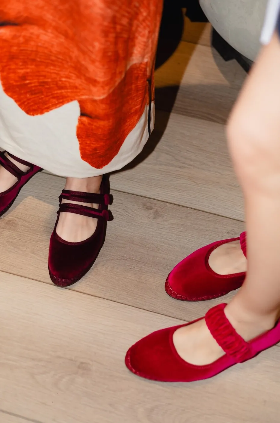Riemchenballerinas aus Baumwollsamt Mafalda