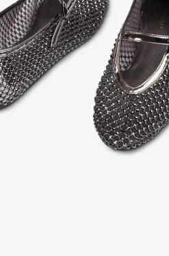 Riemchenballerinas aus Metallic-Mesh Gilda