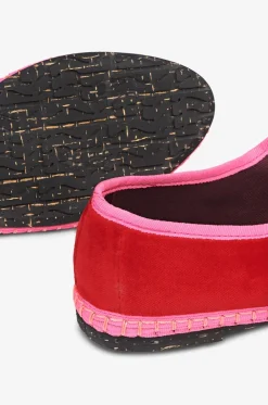 Riemchen-Ballerinas mit runder Kappe aus Baumwollsamt Aurélie
