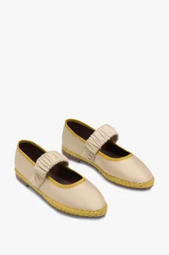Riemchenballerinas mit runder Spitze aus Leinen Ismaël