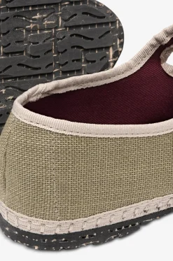 Riemchenballerinas mit runder Kappe aus Leinencanvas Zuihitsu