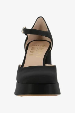 Riemchen-Plateau-Pumps aus Satin Mira 105