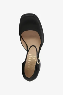 Riemchen-Plateau-Pumps aus Satin Mira 105