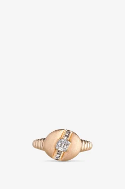 Ring aus gebürstetem Roségold und Diamanten Pinky