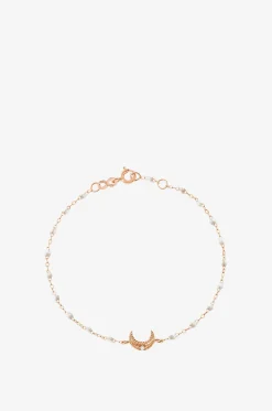 Roségold-Armband mit Harzperlen und Diamant Lune Opale - 17 cm
