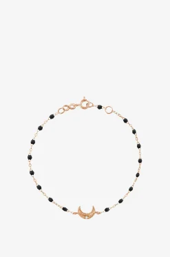 Roségold-Armband mit Harzperlen und Diamant Lune Noir - 17 cm