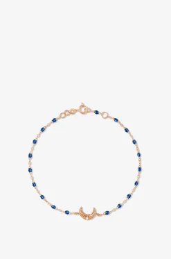 Roségold-Armband mit Harzperlen und Diamant Lune Saphir - 17 cm