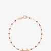 Roségold-Armband mit Harzperlen und Diamant Lune Fauve - 17 cm