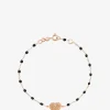 Roségold-Armband mit Harzperlen und Diamant Coeur Lumière Noir - 17 cm