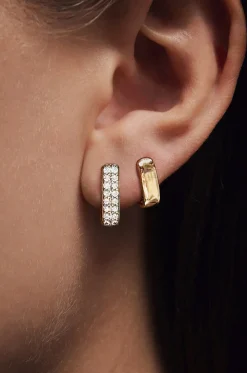 Roségold-Creolen mit Diamanten Allday Diamond Huggies 4mm Elongated
