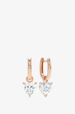 Roségold-Creolen mit Diamanten Allday Polished Huggies Jumbo Heart Drop