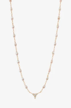 Roségold-Halskette mit Harzperlen und Diamanten Petit Kosmos Opale - 42 cm