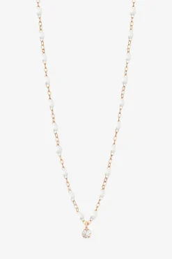 Roségold-Halskette mit Harz und Damanten Classique Gigi Suprême Blanc - 42 cm