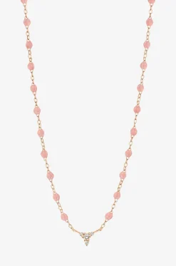 Roségold-Halskette mit Harzperlen und Diamanten Petit Kosmos Blush - 42 cm