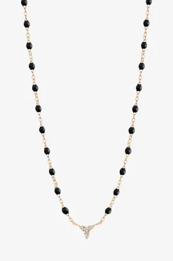 Roségold-Halskette mit Harzperlen und Diamanten Petit Kosmos Noir - 42 cm