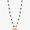 Roségold-Halskette mit Harzperlen und Diamant Coeur Lumière Noir - 42 cm