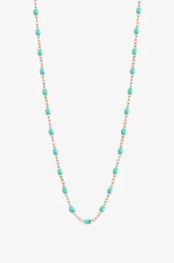 Roségold-Halskette mit Harzperlen Classique Gigi - Vert d'Eau - 42cm