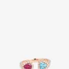 Roségold-Ring mit Diamanten und Turmalin Navettes