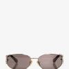 Runde Sonnenbrille aus Edelmetall Oval Gold