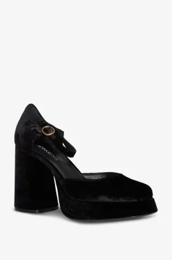 Samt-Sandalen mit quadratischem Absatz Mira