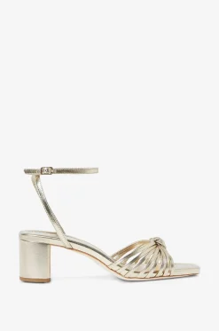 Sandalen mit Blockabsatz aus Metallic-Leder Olivia 50