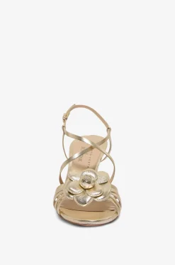 Sandalen mit Stiletto-Absatz aus Metallic-Leder