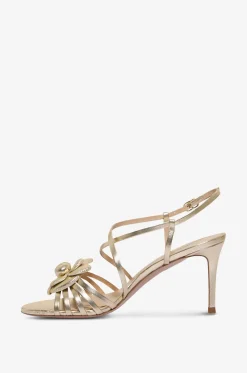 Sandalen mit Stiletto-Absatz aus Metallic-Leder