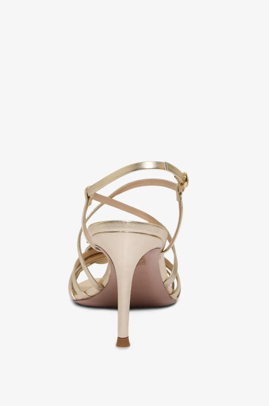 Sandalen mit Stiletto-Absatz aus Metallic-Leder