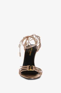 Sandalen mit Stilettoabsatz aus metallisiertem Leder Babylone
