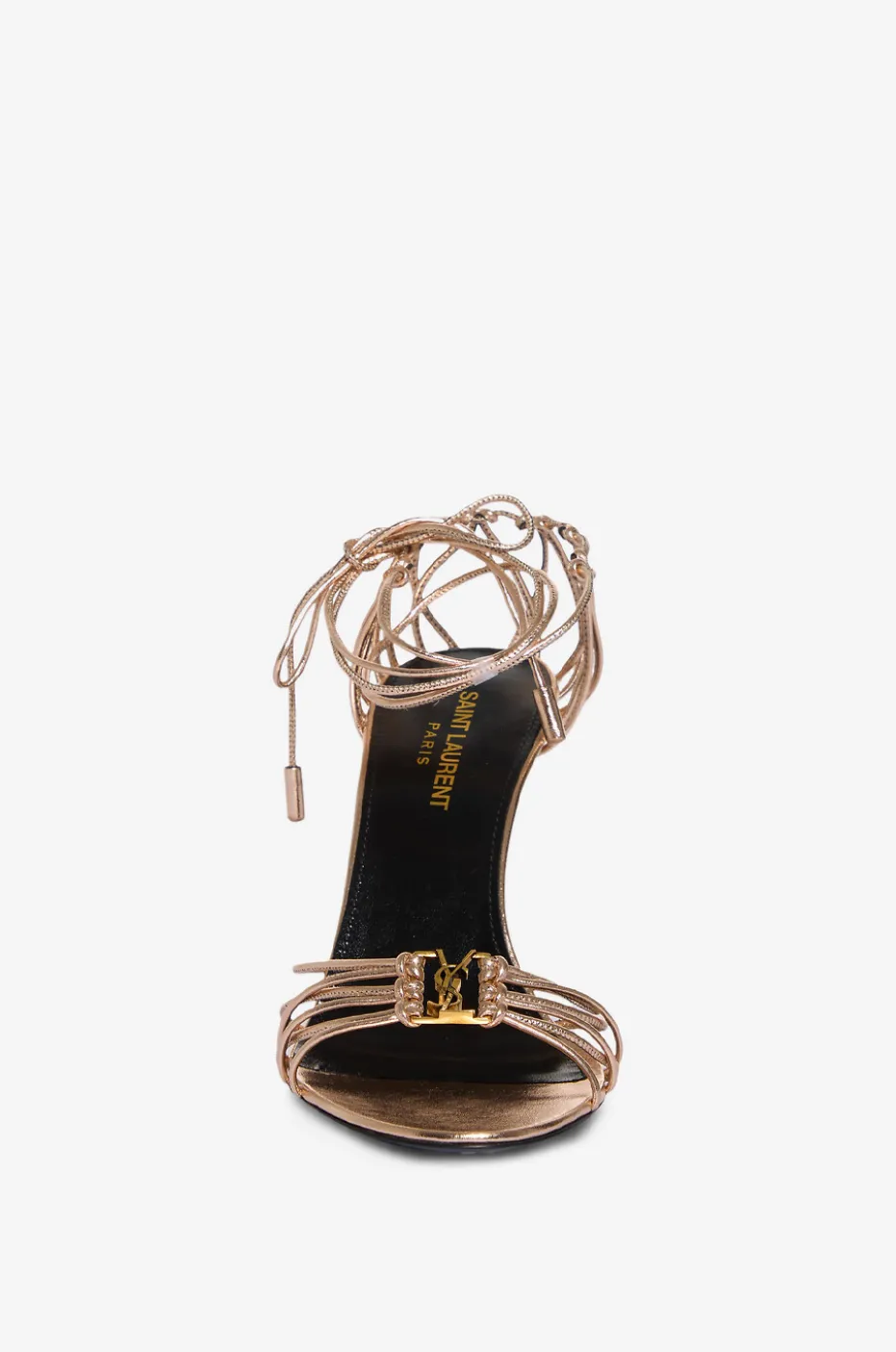Sandalen mit Stilettoabsatz aus metallisiertem Leder Babylone