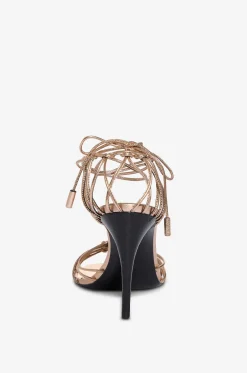 Sandalen mit Stilettoabsatz aus metallisiertem Leder Babylone