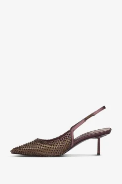 Schuhe mit Fersenriemen aus Netzgewebe mit Strasssteinen Gilda
