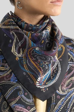 Seidenhalstuch mit Print Paisley Arabesques