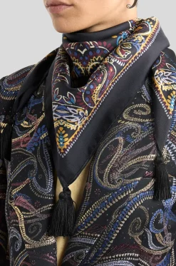 Seidentuch mit Quasten und Motiv Paisley Arabesques