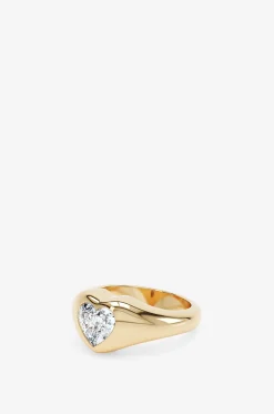 Siegelring aus Gelbgold und Diamant Curve Heart