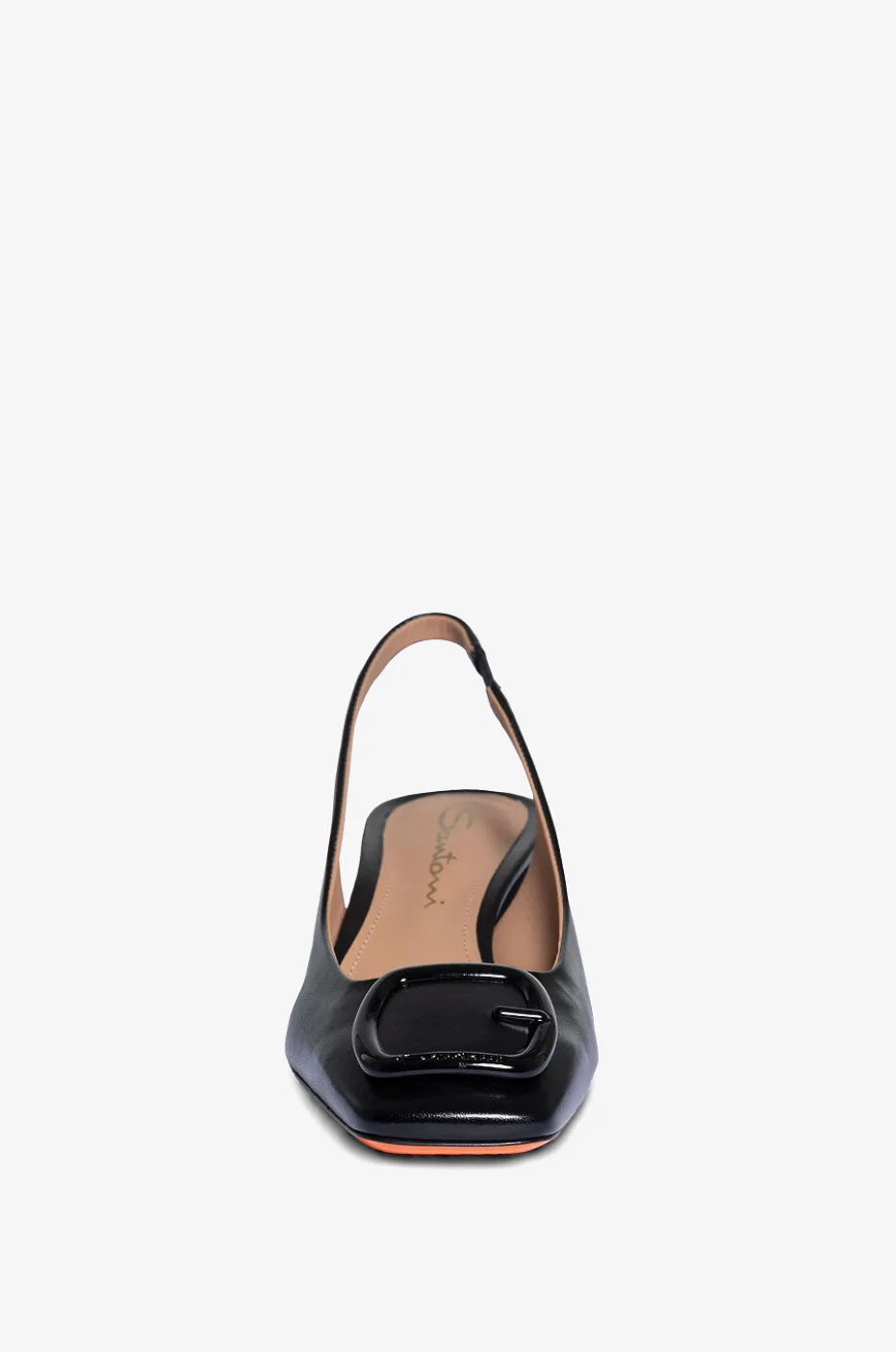 Slingback-Pumps aus Glattleder mit Schnallendetail 50