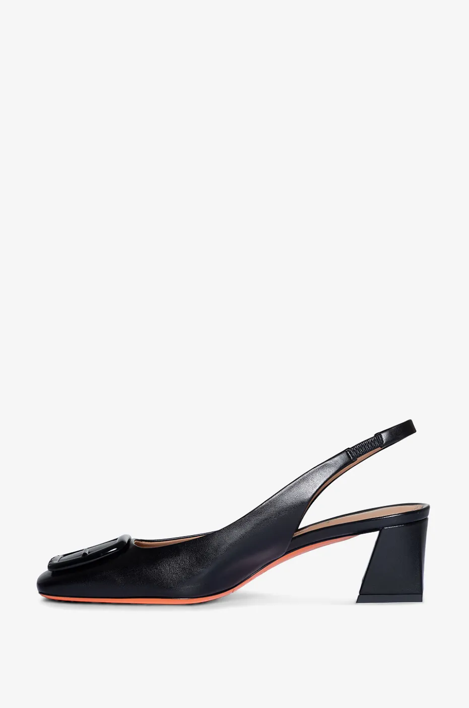 Slingback-Pumps aus Glattleder mit Schnallendetail 50
