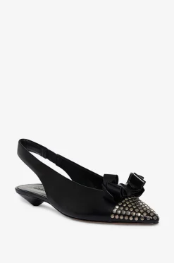 Slingback-Pumps aus Leder mit nietenbesetzter Kappe Alba 30