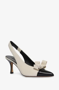 Slingback-Pumps aus Leder mit Schleife Alba 70
