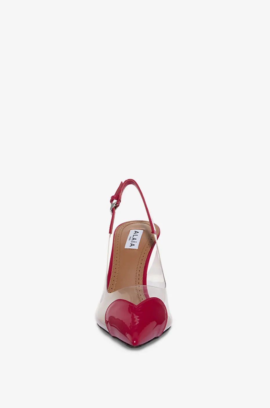 Slingback-Pumps aus Plexiglas und Lackleder Le Coeur 90