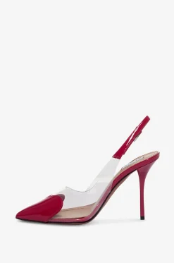Slingback-Pumps aus Plexiglas und Lackleder Le Coeur 90