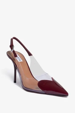 Slingback-Pumps aus Plexiglas und Lackleder Le Coeur 90