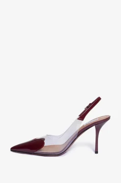 Slingback-Pumps aus Plexiglas und Lackleder Le Coeur 90