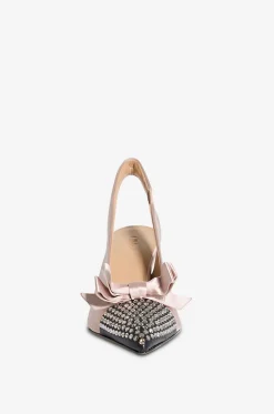 Slingback-Pumps aus Satin mit Strass Alba 75