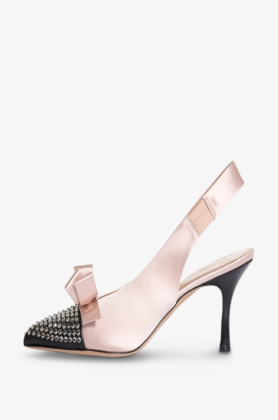 Slingback-Pumps aus Satin mit Strass Alba 75